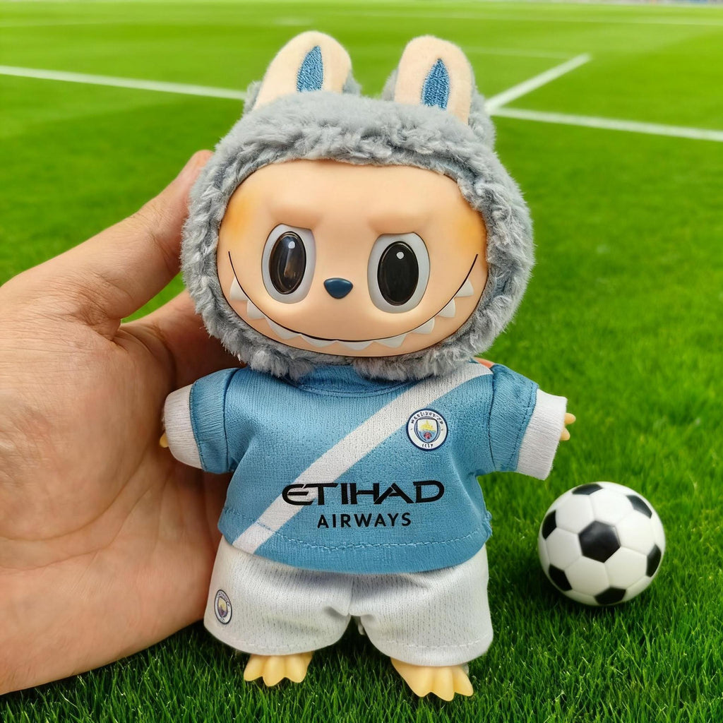 Hot Sale Football Style Doll Outfit Set, Manchester City Jersey & Shorts Two-Piece, Sporty Trendy Doll Clothing