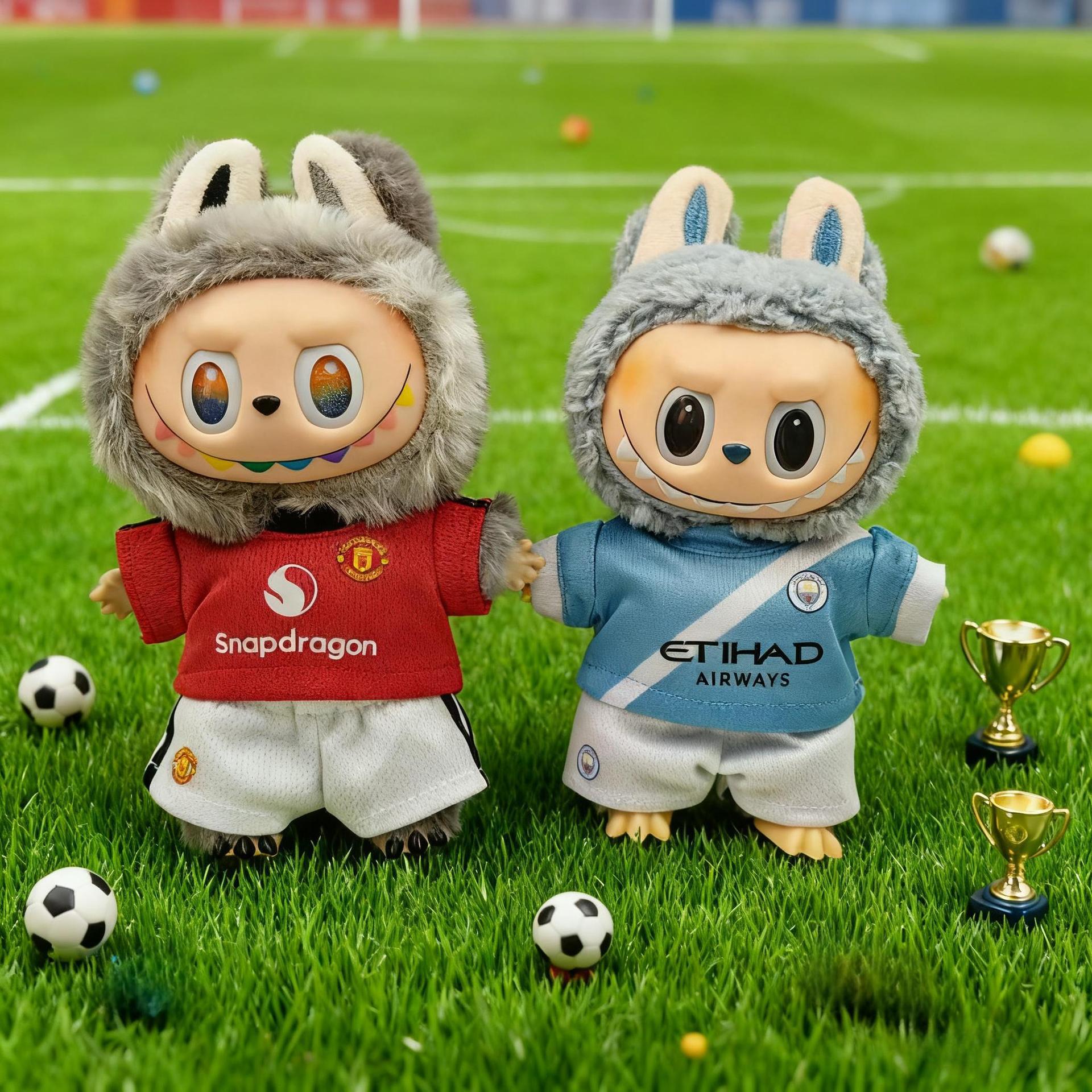 Hot Sale Football Style Doll Outfit Set, Manchester City Jersey & Shorts Two-Piece, Sporty Trendy Doll Clothing