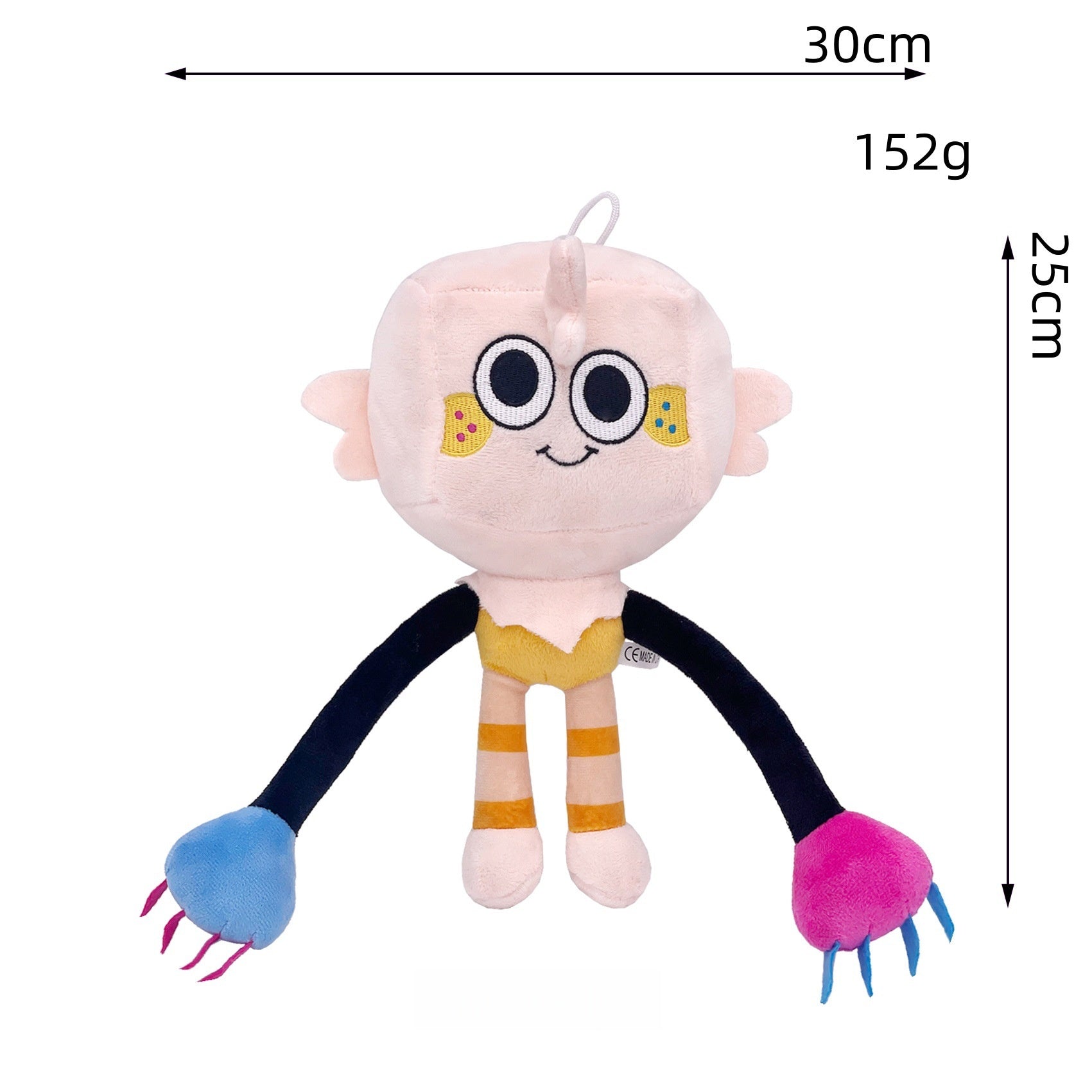 Dandy’s World Plush - Pink Character with Asymmetric Claws & Bandages, 25cm Weirdcore Stuffed Toy with Hanging Loop