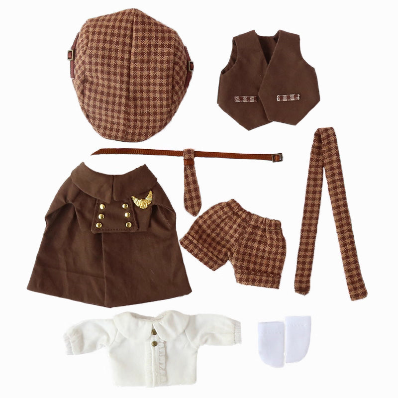 OB11 Doll Clothes | 1/12 BJD Doll Outfits | Doll British Beret & Retro Cape 8-Piece Set | Doll Clothing