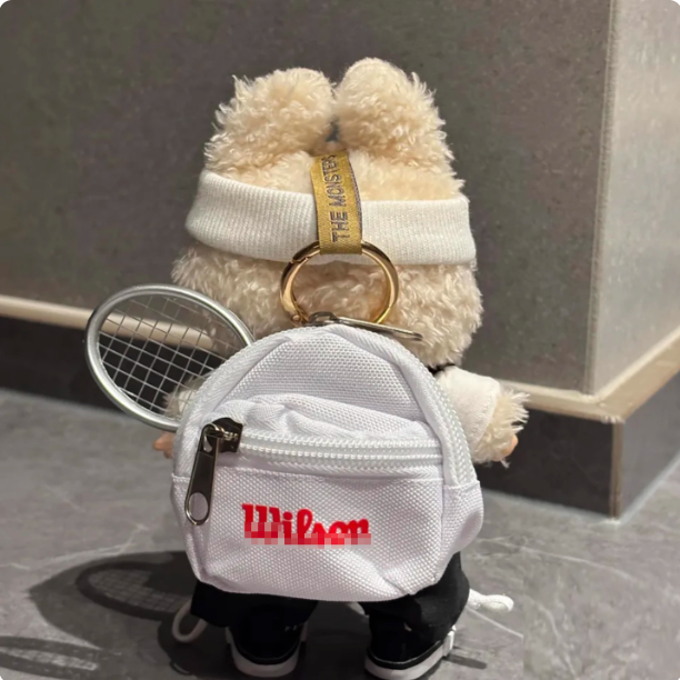 Tennis Theme Doll Outfit Set | Wilson-Inspired Plush Doll Clothes with Racket & Ball, Cute Bunny Ear Design, Cross-Border Hot Seller