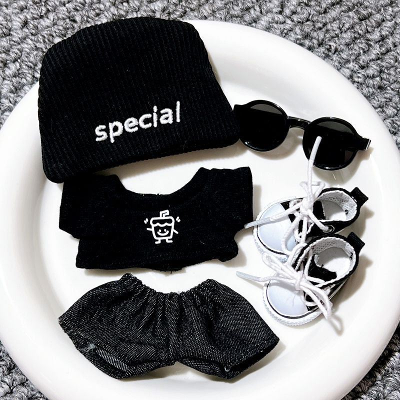 Doll Fashion Casual Clothing 4-Piece Set for 15-17cm Dolls (Hat, T-Shirt, Pants, Shoes Included)