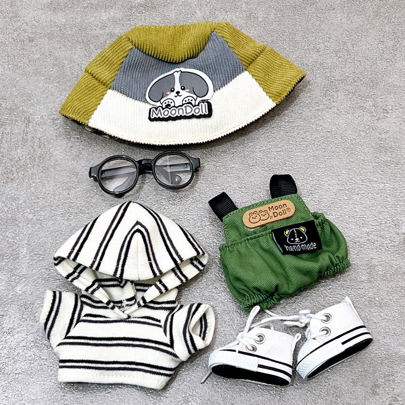 Doll Clothing 5-Piece Doll Outfit Set For 15-17cm Doll: Including Hat,Glasses ,Top, Pants and Shoes